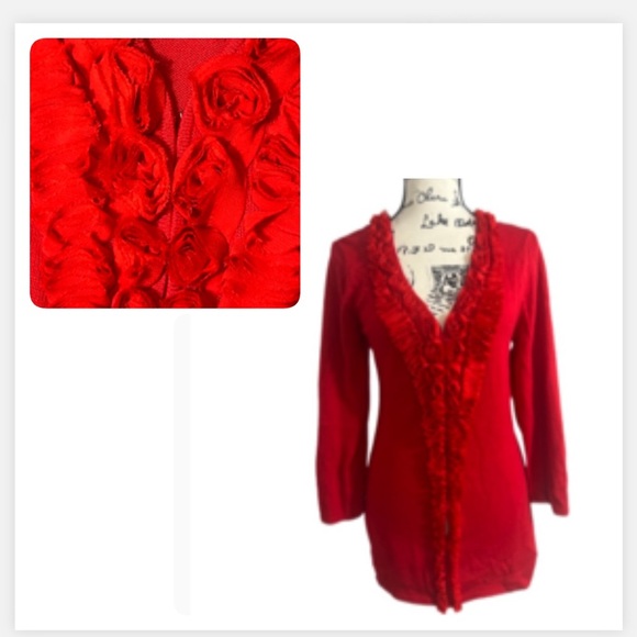 Vintage Berek Red Floral Longsleeve Cardigan Sweater - Picture 10 of 10